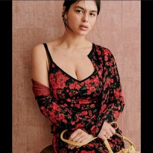 Sézane Red Floral Italian Collection VIRGILE S